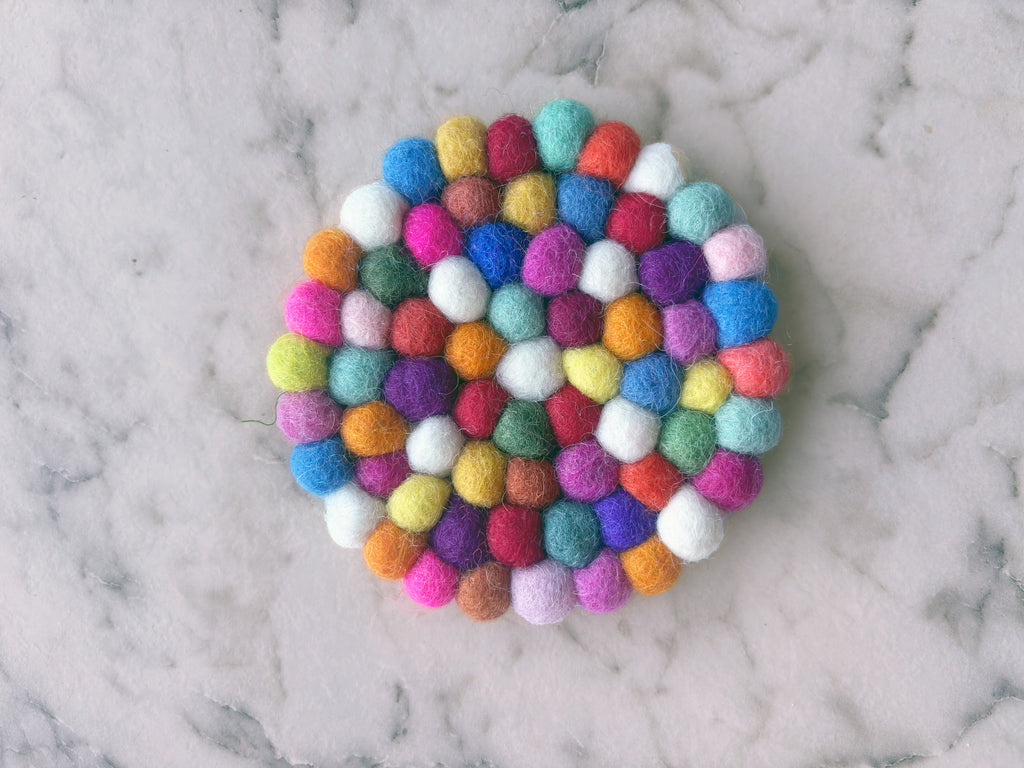 Handfelted Wool Ball Coasters (Set of 2)