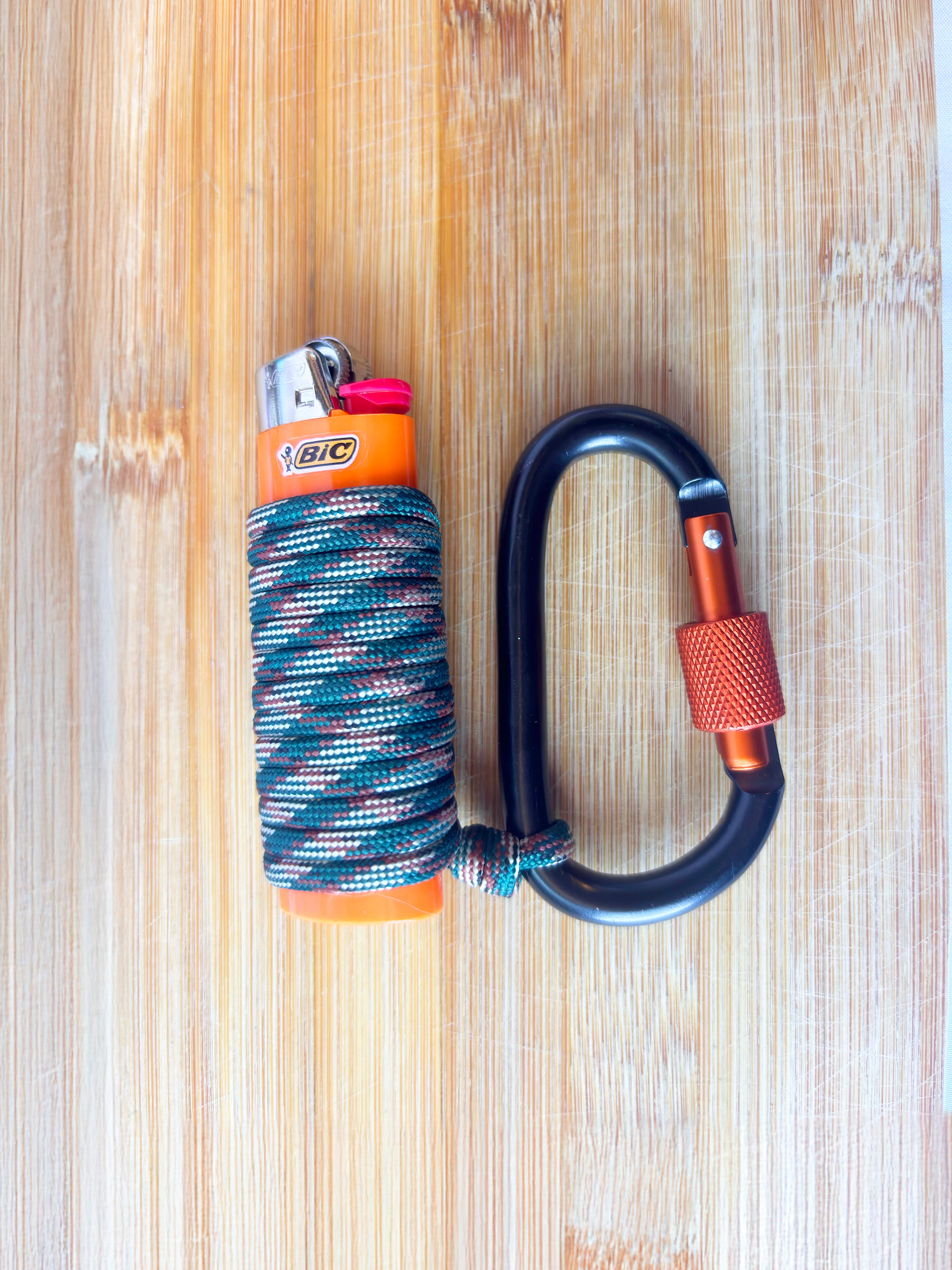 Handwrapped Paracord Lighter Carabiner