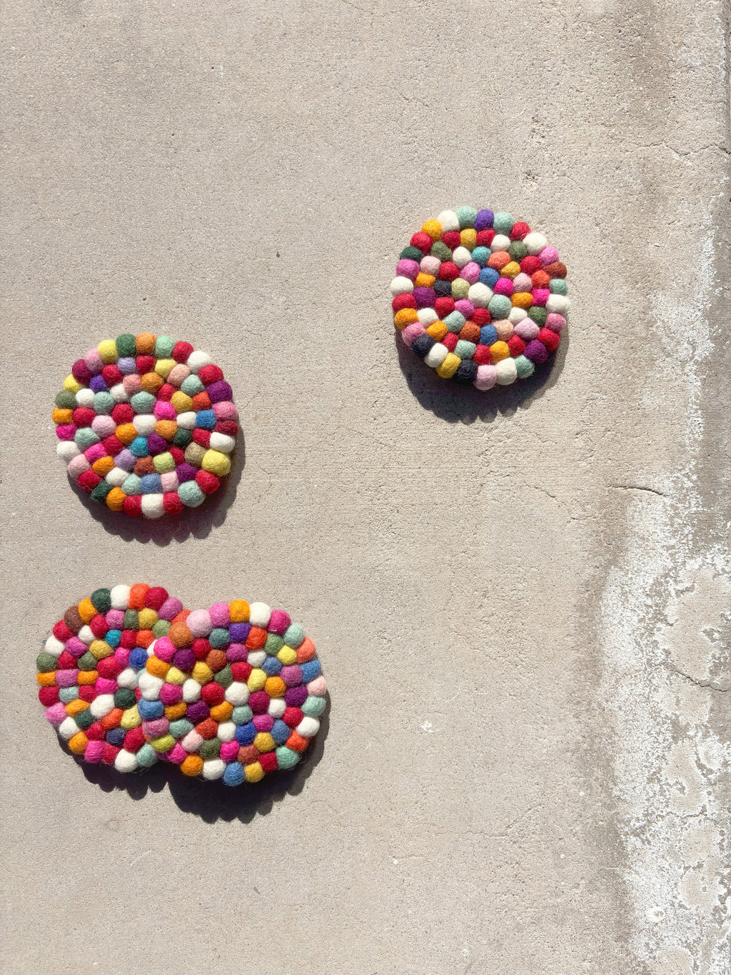 Handfelted Wool Ball Coasters (Set of 2)