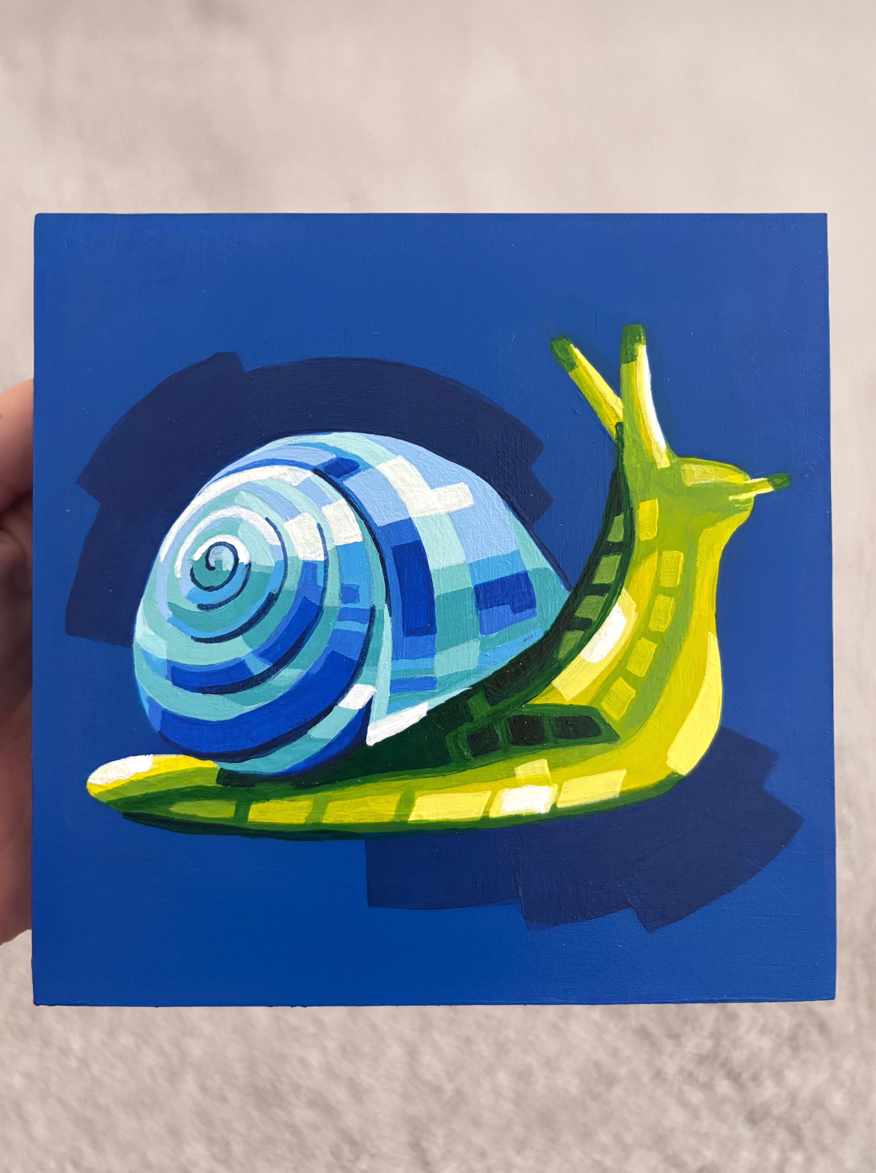 SNAIL 4 x 4 Acrylic on Wood Original Artwork